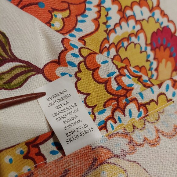 1pr Pier 1 Imports Cotton Floral Jacobean Tab Top Curtain Panels 42x80" (2) - Picture 5 of 10